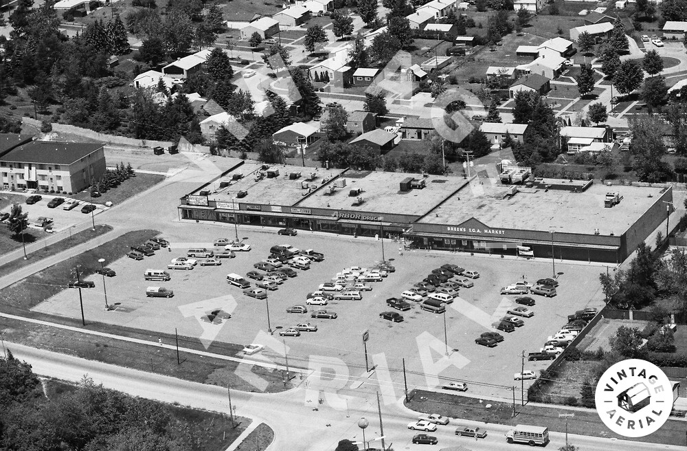 Milford Independent Cinema - 1985 Vintage Aerial Notice Arbor Drug And Iga (newer photo)